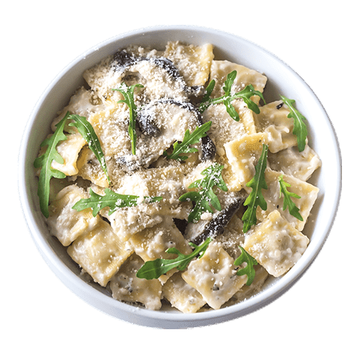 Ravioli ai Funghi con Crema di Parmigiano