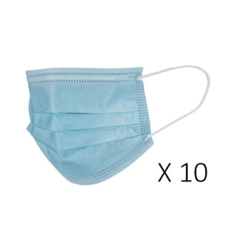 10 masques 3 plis de type chirurgical