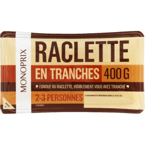 Fromage à Raclette Nature Monoprix 400g