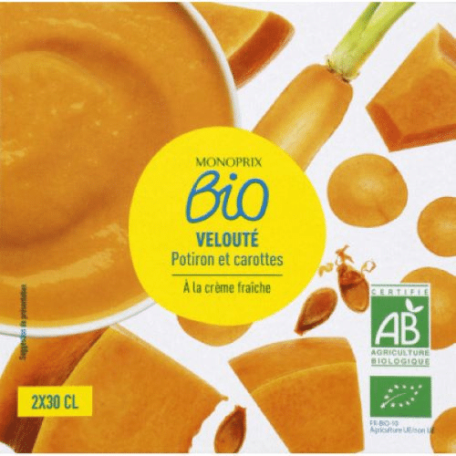 Velouté potiron carotte Monoprix BIO 2x30cl