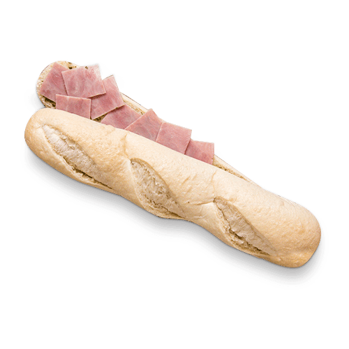 Lookbagueten met kaas en ham