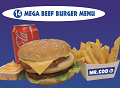 Menu mega beef burger (nr 14)