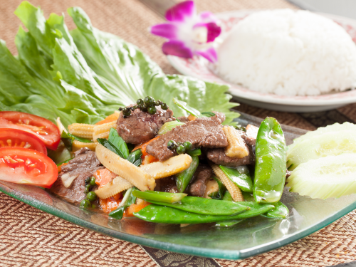 Phad prik kang chicken or pork