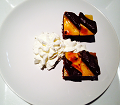 Chocolate cake with peers