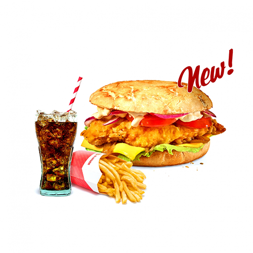 The cheesy chick burger menu