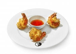 Scampi beignets with sesame