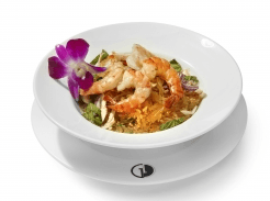 Chicken and scampi salad, capelli d'angelo