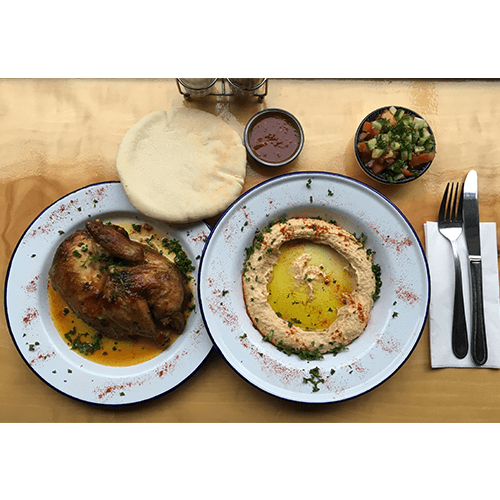 Heerlijke halve kip met hummus