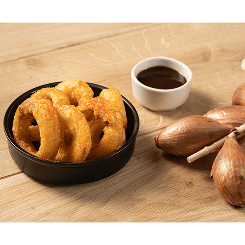 Gerookte onion rings & barbecuesaus