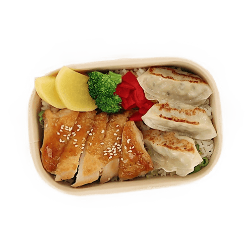 Chicken teriyaki & gyoza rice box