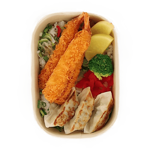 Ebi furay & gyoza rice box