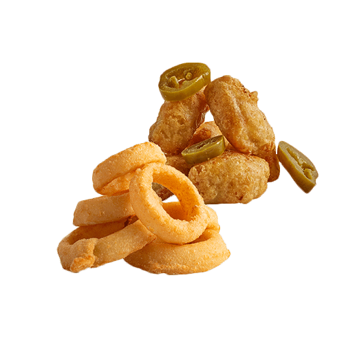 Mix 6 Cheesy Jalapeños And 6 Onion Rings