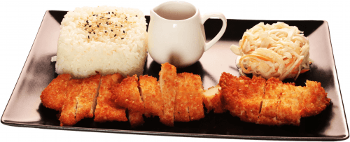 Breadcrumbed chicken with tonkatsu sauce