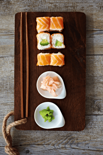 Salmon roll with cheese and salmon