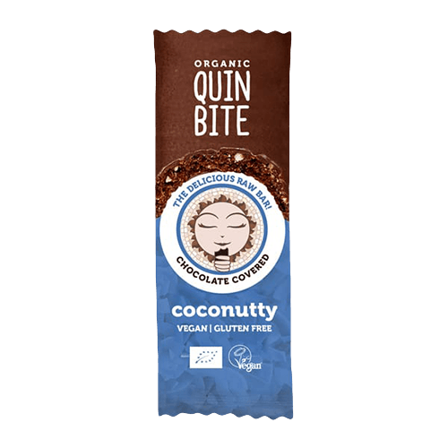 Сурово барче Coconutty залято с шоколад, 30g Quin Bite