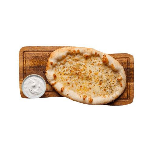 Focaccia with cheese and garlic sauce