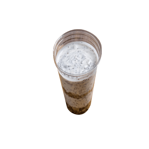 Yogurt with chia seeds, muesli and honey