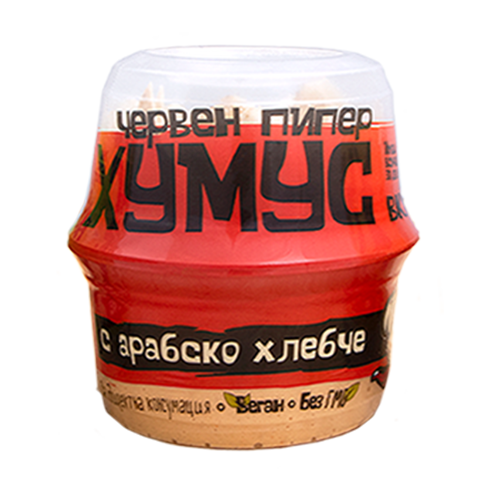 Хумус с червен пипер и арабско хлебче