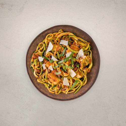 P10-Tomaten Zucchini Nudeln mit Poulet