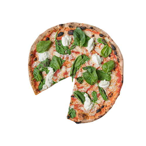 Pizza mit Blattspinat und Ricotta