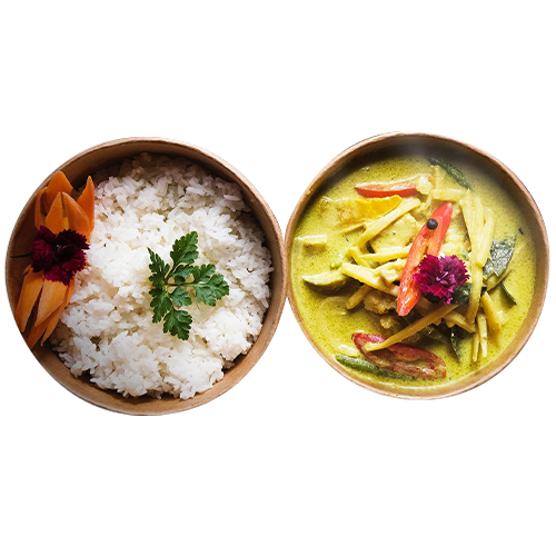 Grünes Curry, Kabeljau, Jasminreis