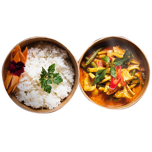 Rotes Curry, CH-Hähnchen, Jasminreis