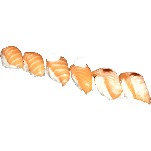 Nigiri box 2 saumon, 2 saumon cheese, 2 saumon braisé