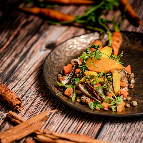 Karotten-Linsensalat (vegan / glutenfrei / laktosefrei)