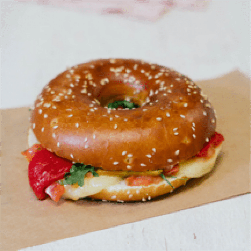 Bagel mozza poivrons marinés