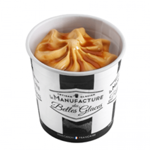 Crème Glacée La Manufacture des Belles Glaces - Caramel au Beurre, Sel de Guérande et Sauce Caramel 120 ml