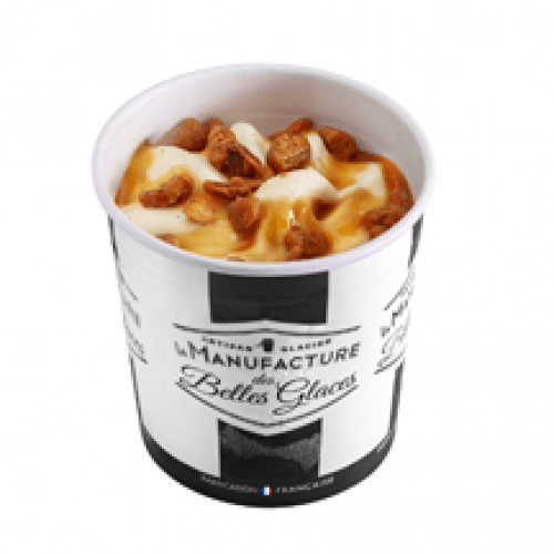 Crème Glacée La Manufacture des Belles Glaces - Vanille Bourbon de Madagascar, Noix de Macadamia et Sauce Caramel 120 ml