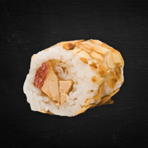 White Roll Foie Gras Confiture de Figue et Amandes Grillées
