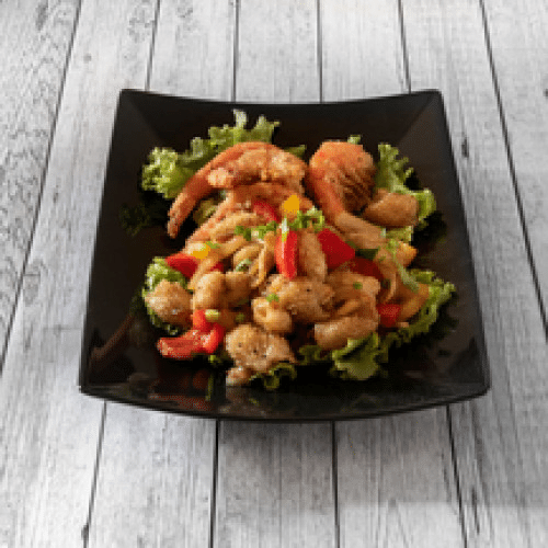 Crevettes et Calamars Sautées Sel et Poivre