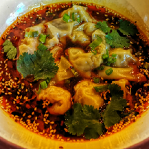 Soupe de Raviolis (Viande du Porc) Façon Chengdu Petite avec Confit de Canard