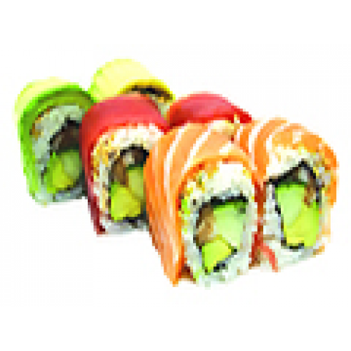 Makis california 3 couleurs saumon avocat concombre x6