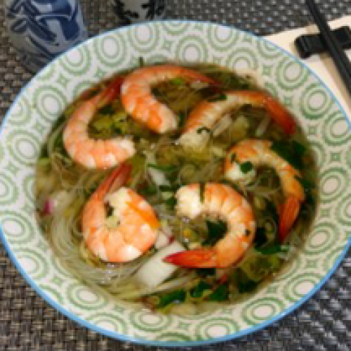 Soupe de Vermicelles de Riz aux Crevettes