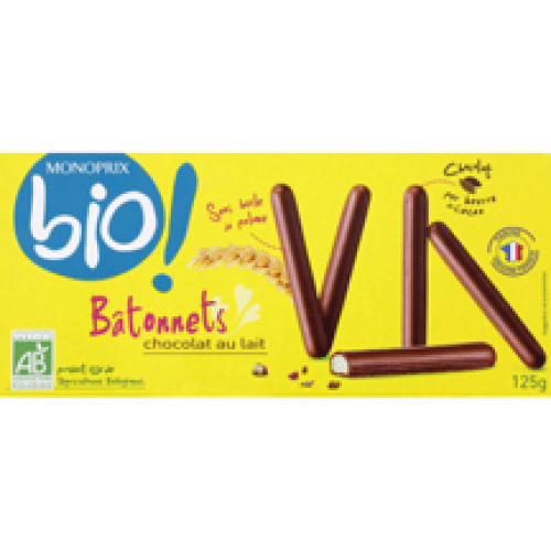 Batonnets chocolat au lait Monoprix BIO 125g