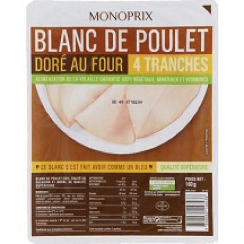 4 Tranches Blanc de Poulet Monoprix 160g