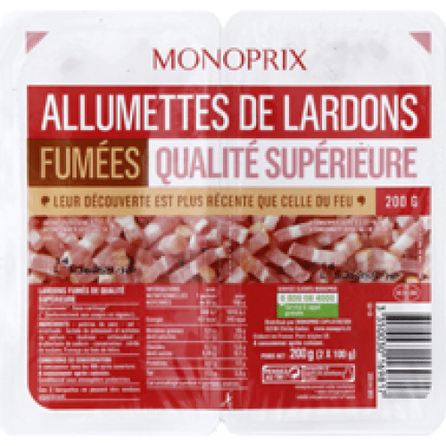 Lardon Allumette Fumé Monoprix 2x100g