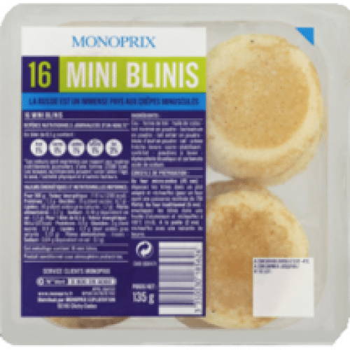 16 Minis Blinis Monoprix 135g