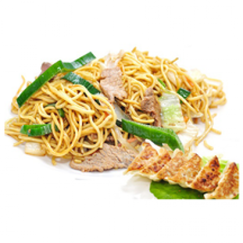N8.Nouilles Sautées au Boeuf et 6 Gyoza