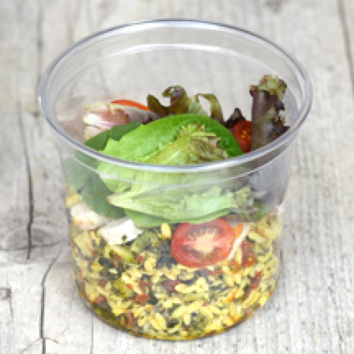 Salade de Risoni, Vinaigrette Passion, émincé de Poulet et Crudités XL