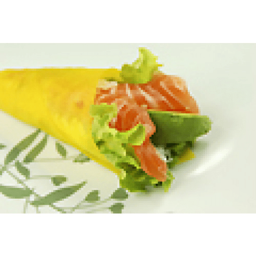 Temaki entouré dans une feuille de Soja en couleur