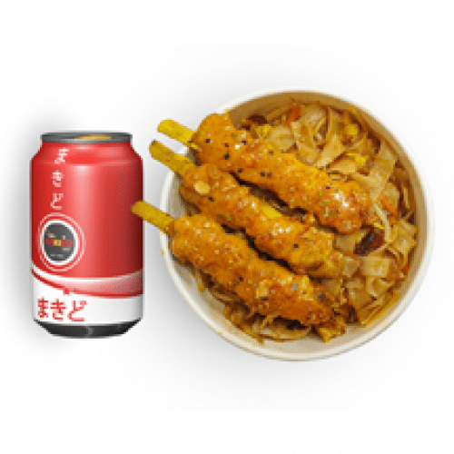 Menu Noodles Pad Thaï Brochettes Chicken Satay