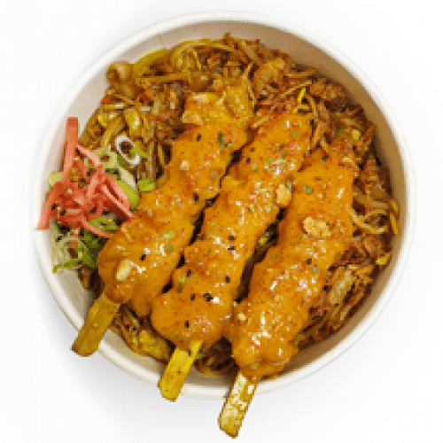 Noodles Yakisoba Brochettes Chicken Satay