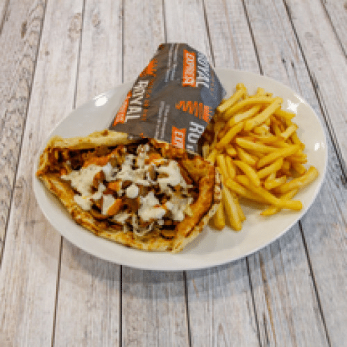 Cheese Naan Kebab + Frites