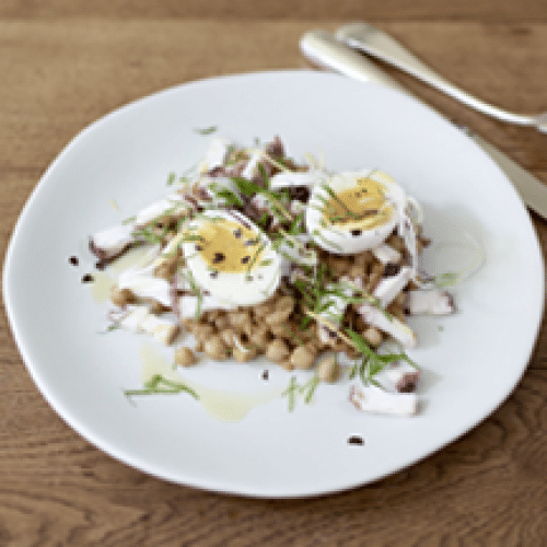Pois Chiches, Oeuf Mollet, Poulpe
