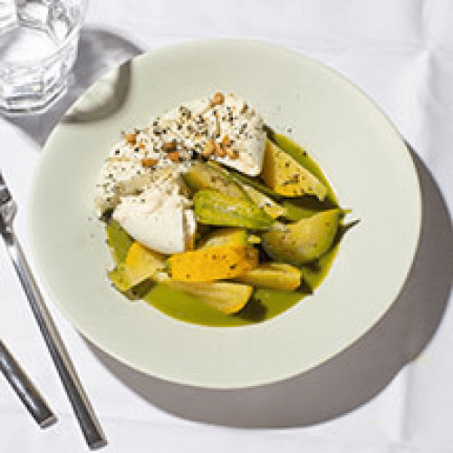 Burrata, Courgette, Pralin