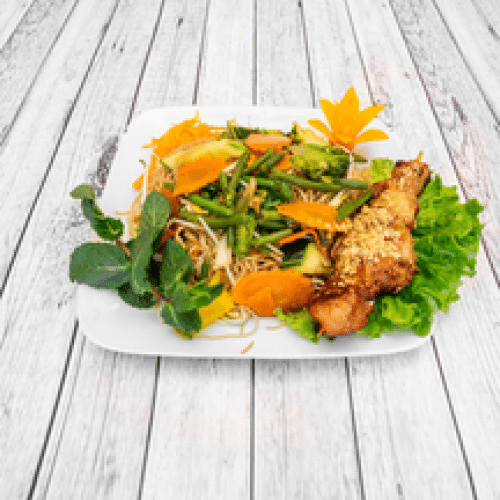 Mi Xao au Poulet, Sauce Basilic Thaï