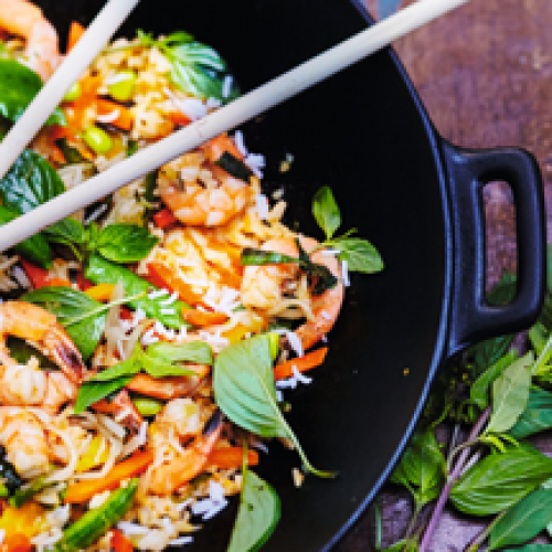Riz légumes crevettes